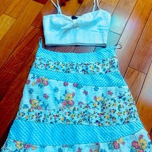 Anthropology skits, crop top & earrings..